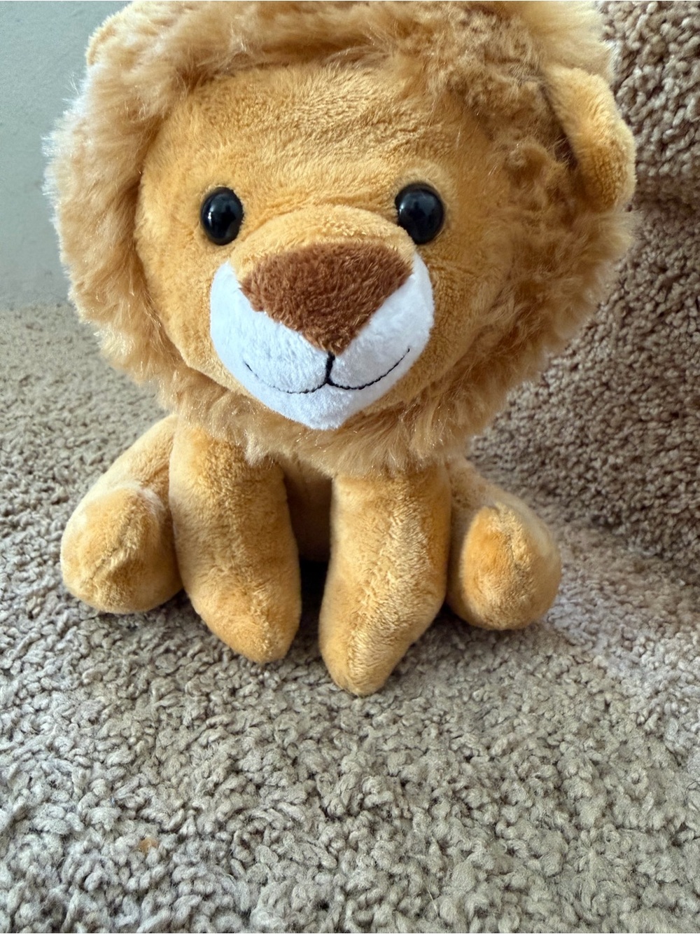 Small Tan Plush Lion Stuffed Animal Soft Fluffy Mane Seated Toy 7"